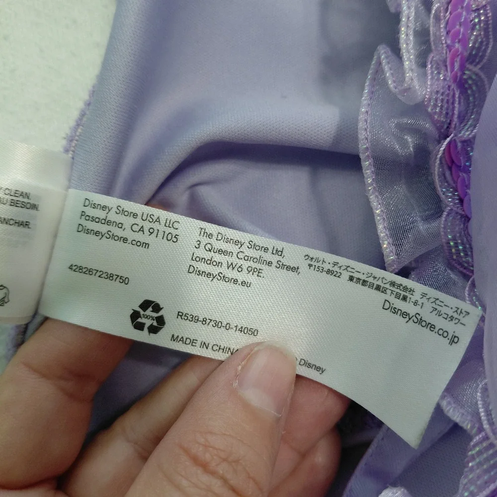 Disney Store Ariel Little Mermaid Costume Dress Purple Teal Girls 5/6 Sequin